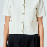 Short Sleeve Jewel Button-Up Cardigan