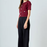 Short Sleeve Jewel Button-Up Cardigan