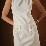 Net Pocket Sleeveless Mini Dress