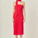 Endless Rose - Choker Tie Midi Dress RED / S Endless Rose - Choker Tie Midi Dress RED / S