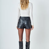 Faux Leather Mid Waisted Shorts