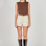 Faux Leather Mid Waisted Shorts
