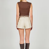 Faux Leather Mid Waisted Shorts