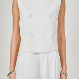 Double Breasted Textured Crop Vest