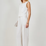 Double Breasted Textured Crop Vest
