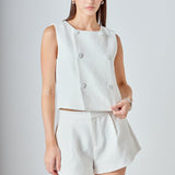 Textured Wide Leg Shorts