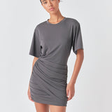 Asymmetric Ruched Mini Dress