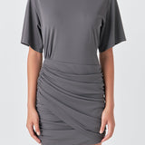 Asymmetric Ruched Mini Dress