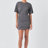 Asymmetric Ruched Mini Dress