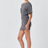 Asymmetric Ruched Mini Dress