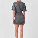 Asymmetric Ruched Mini Dress