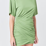 Asymmetric Ruched Mini Dress