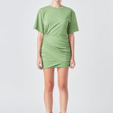 Asymmetric Ruched Mini Dress