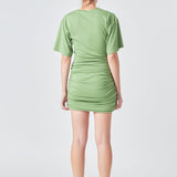 Asymmetric Ruched Mini Dress