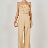 Floral Applique Strapless Jumpsuit