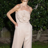 Floral Applique Strapless Jumpsuit