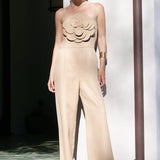 Floral Applique Strapless Jumpsuit