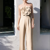 Floral Applique Strapless Jumpsuit