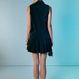 Sleeveless Zip Up Pleated Mini Dress