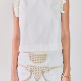 Sleeveless Embroidered Shoulder Top