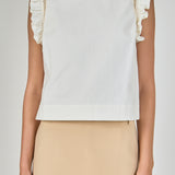 Sleeveless Embroidered Shoulder Top