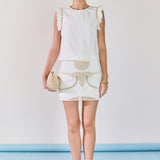 Sleeveless Embroidered Shoulder Top