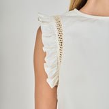 Sleeveless Embroidered Shoulder Top