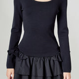 Combo Mixed Tiered Mini Dress