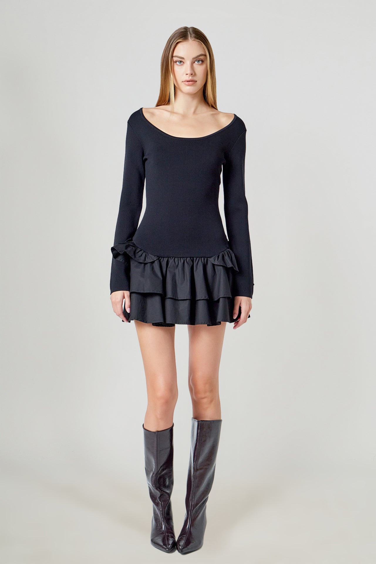 endless rose ruffle detail mini dress Ruffle Detail Mini Dress Endless Rose