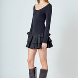 Combo Mixed Tiered Mini Dress