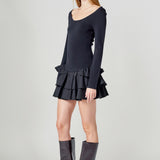 Combo Mixed Tiered Mini Dress
