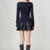 Combo Mixed Tiered Mini Dress