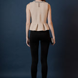 Jewel Trim Neck Peplum Knit Top