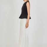Jewel Trim Neck Peplum Knit Top