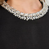 Jewel Trim Neck Peplum Knit Top
