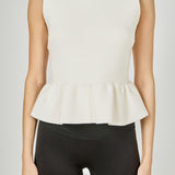 Jewel Trim Neck Peplum Knit Top