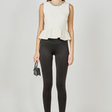 Jewel Trim Neck Peplum Knit Top