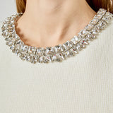 Jewel Trim Neck Peplum Knit Top