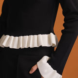 Contrast Ruffle Knit Top