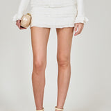 Ruffled Low-Waisted Mini Knit Skirt