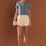 Jewel Buttoned Cropped Knit Top
