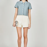 Jewel Buttoned Cropped Knit Top