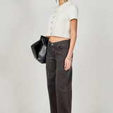 Jewel Buttoned Cropped Knit Top