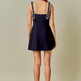 Bead Embellished Strap Mini Dress