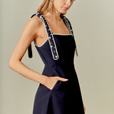 Bead Embellished Strap Mini Dress