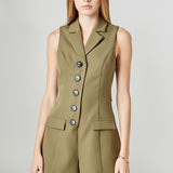 Notch Collared Sleeveless Romper