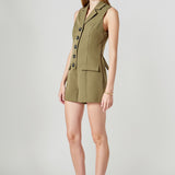 Notch Collared Sleeveless Romper