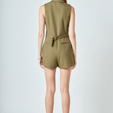 Notch Collared Sleeveless Romper