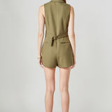 Notch Collared Sleeveless Romper