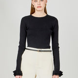Ruffled Cuff Knit Top
